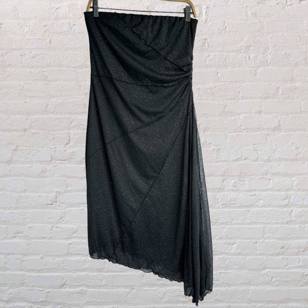 Vintage Y2K Asymmetrical Hem Sparkly Black Dress